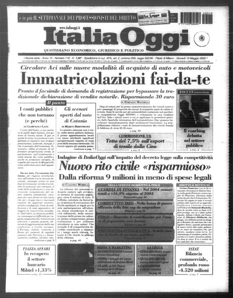 Italia oggi : quotidiano di economia finanza e politica